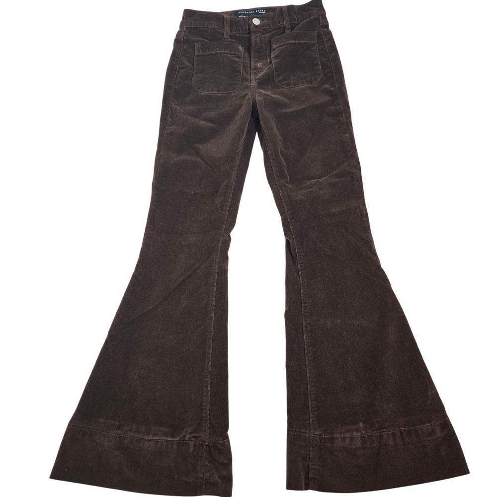 Veronica Beard Sheridan Exaggerated Flare High Rise Brown Corduroy Pants 24‎ USA